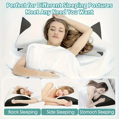 Ergonomic Neck Horn Pillow for Side, Back, and Stomach Sleepers - Contoured Design, Shoulder Relaxation, Soft yet Firm Support