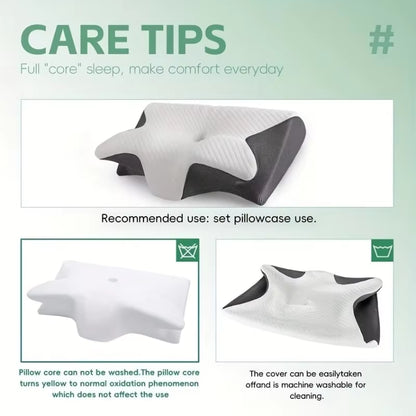 2025 Ergonomic Neck Horn Pillow for Side,Shoulder Relaxation, Soft yet Firm Support,Back and Stomach Sleepers - Contoured Design